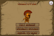 The game over screen