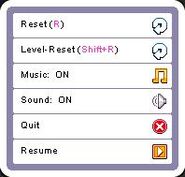 The Oodlegobs menu, with the button "Reset"