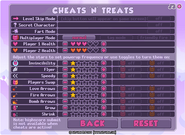 The cheats screen while not in a level