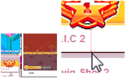 Where the player's mouse cursor should be for this cursor strategy. The right picture (the zoomed in position of where the player's cursor should be) points to the direction the player should move their mouse cursor to get to the desired position