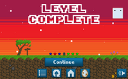 Level completion screen with one pixel killed.