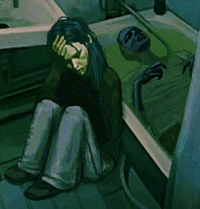 widow in bathroom