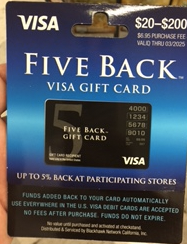 Five Back Visa Gift Card