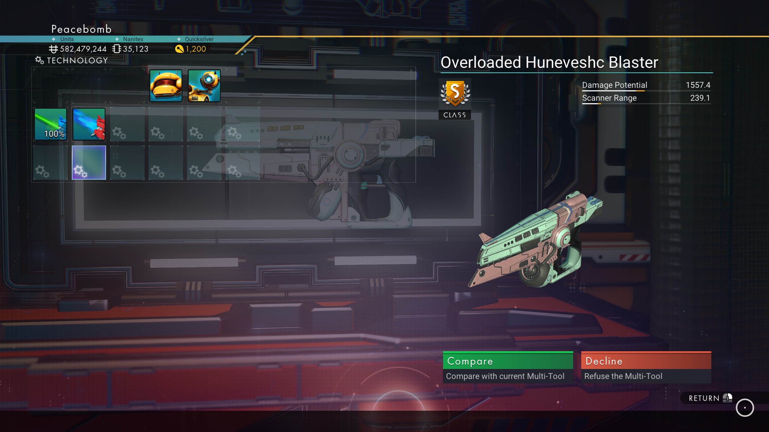 Overloaded Huneveshc Blaster - No Man's Sky Wiki