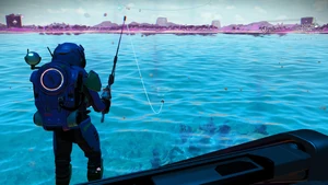A player fishing in a lush biome