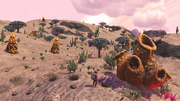 A desert world with flora that gives Sticky 'Honey'.
