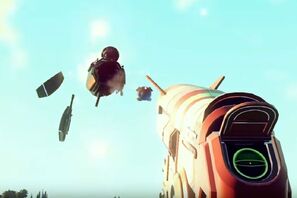 Drone volador siendo destruido