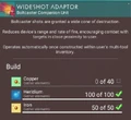Wideshot Adaptor Info, with Crafting Requirements