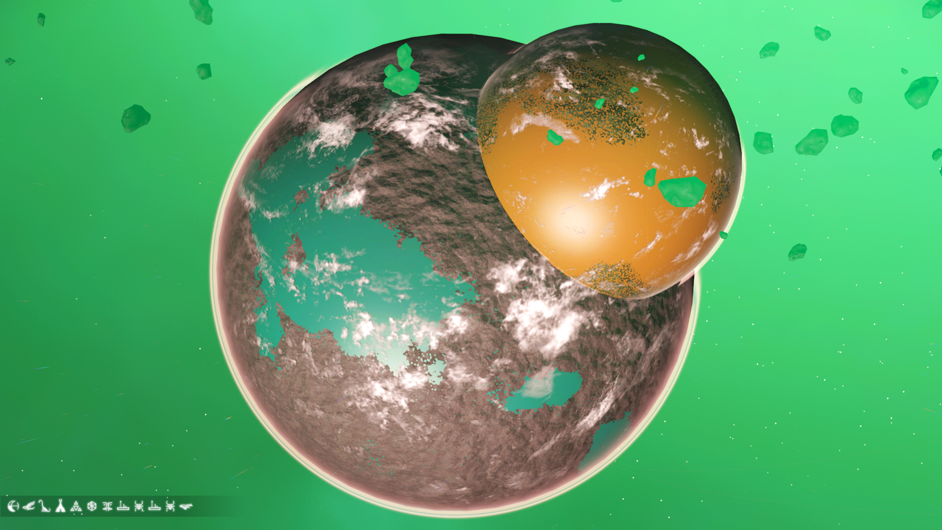 A No Man's Sky player found two planets that are smooshed together