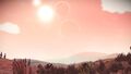 The dunes in broad daylight with 2 other planets in the sky.