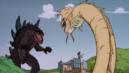 Nessie prepares to fight Zilla Junior in Godzilla: The Series