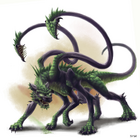 Artistic impression, a green dragon/displacer beast hybrid.