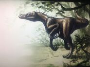 The original concept art of the creature being a theropod.