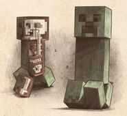An anatomical drawing of a Creeper from the Mobestiary.