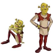 Scrapped concept art of Shrek as a teenager during production of Shrek Forever After