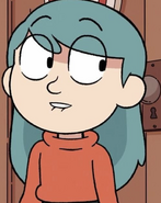 Hilda dressed in David's clothes.
