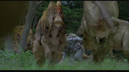 A Parasaurolophus (on the right) from Jurassic Park III