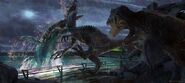 Concept art of the climax of Jurassic World