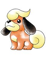 Pudi, the scrapped immature stage of Growlithe.