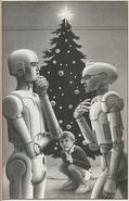 Two distinct robot models from "Christmas Without Rodney".