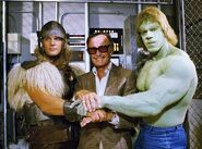 Hulk (Lou Ferrigno) and Thor (Eric Allan Kramer) with Stan Lee