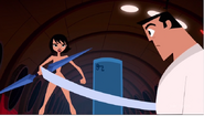 Jack seeing Ashi nude, after Lazarus-92 devours her dress.