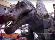 Animatronic of a spinosaurus during production of Jurassic Park III