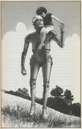 The title character from "Robbie", playing with his human friend Gloria.