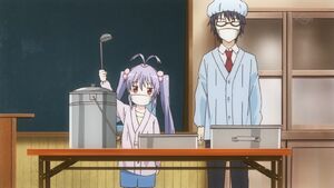 Renge and Suguru serve lunch