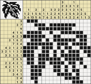 Black-and-White Nonograms, Miniatures Part 3, Leaf (18x17)