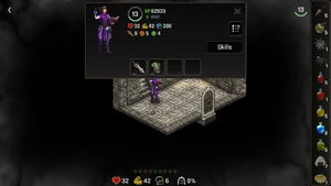 Hero stats when pressing on the level icon.