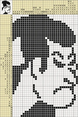 Solved nonogram: Kabuki (32x50).