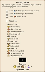 Culinary Battle (in Quests).