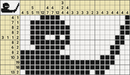 Black-and-White Nonograms, Miniatures Part 1, Ninja (22x12)