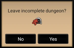 Confirmation prompt before leaving the dungeon via stairs before reaching 100%.
