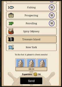 Treasure Island (route) travel time.