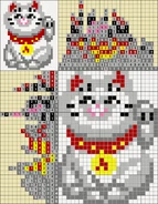 Colored Nonograms, Golden Mean Colored, Maneki-Neko (24x32)