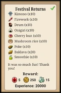 Festival Returns (completed). Rewards are not up to date.