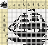 Black-and-White Nonograms, Golden Mean Part 2, Sailing Ship (32x29)