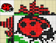 Colored Nonograms, Golden Mean Colored, Ladybug (27x18)