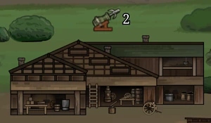 2 Mortars floating upon the Workshop ready to be collected.