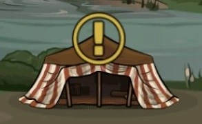 After half of the travel time to Delhi has passed, the timer stops and a yellow exclamation mark appears.