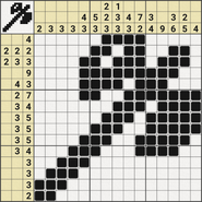 Black-and-White Nonograms, Fantasy RPG, Axe (15x15, Contradiction method)