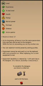 Dungeon help window.