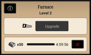 Cancel production by tapping on the "X" button.
