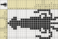 Black-and-White Nonograms, 25-30, Squid (27x16)