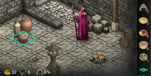 Tile tapping mode enabled; small vases tile is selected.