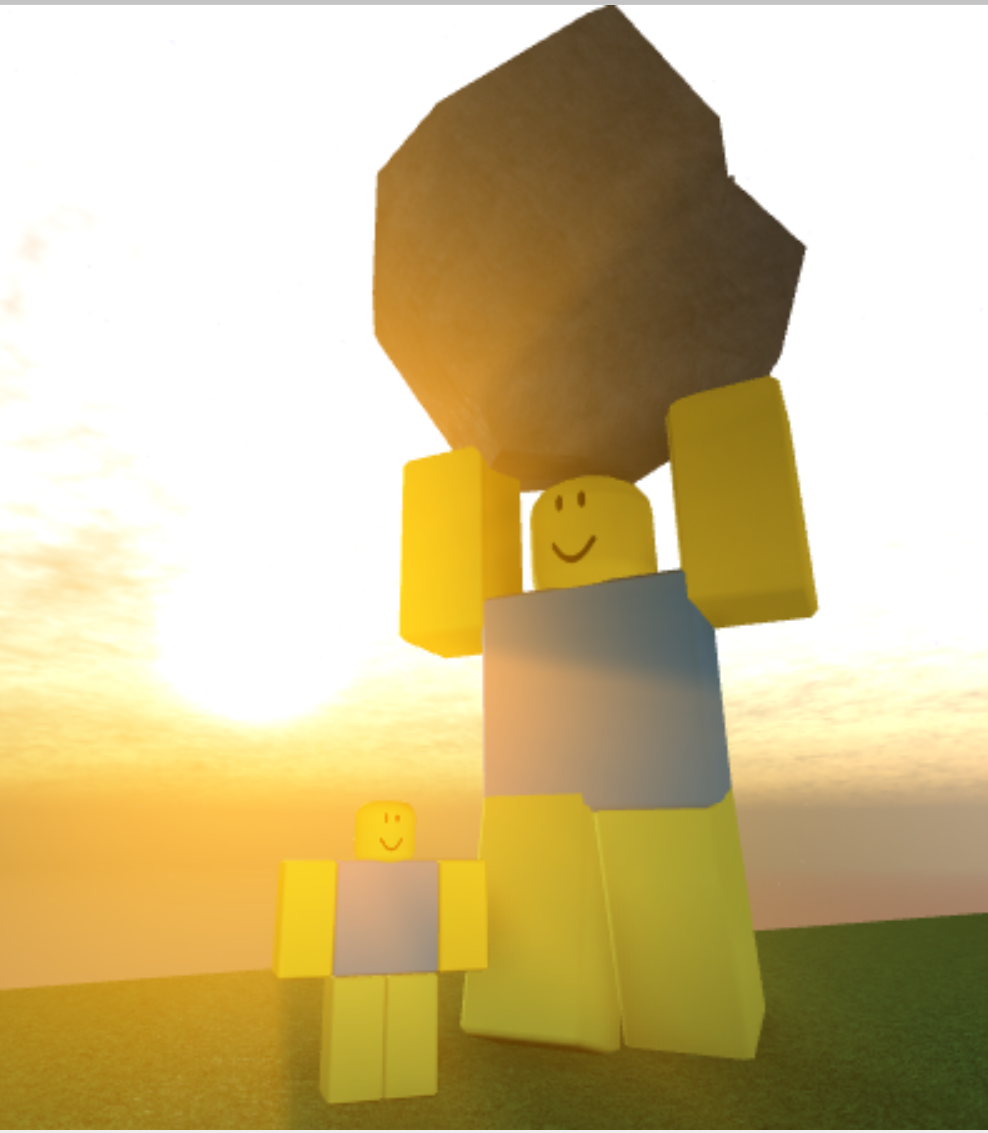 Roblox noob throwing a coin at a crying noob