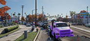 Party helping lead the Pride Parade 2024, with his pink monster truck