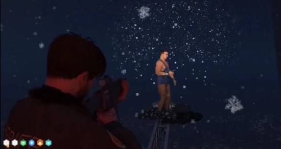 Ventura confronts Strong Saltman at Maze Bank Tower, holding an unconscious Cassie over the edge of a crane.